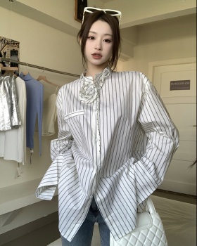 Spring all-match loose shirt stripe Korean style tops
