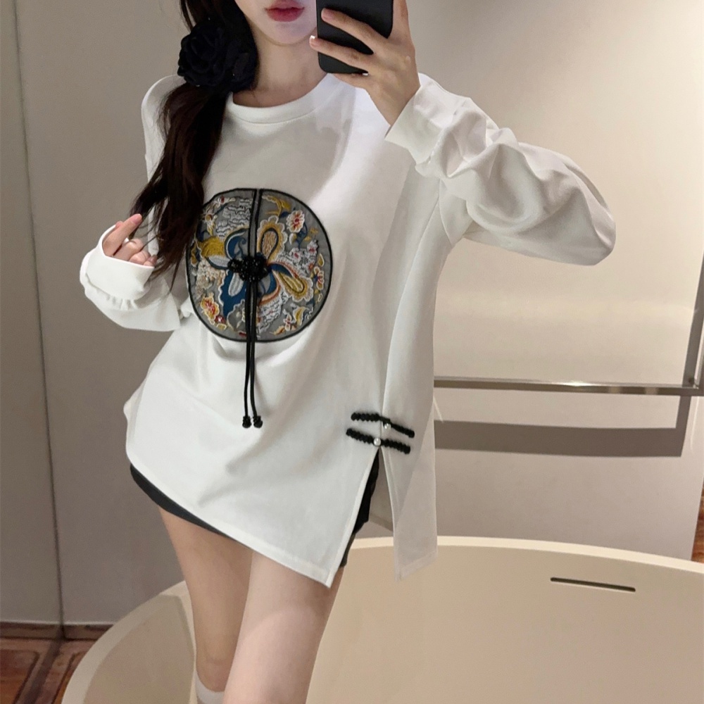 Long sleeve Chinese style tops frenum spring T-shirt for women