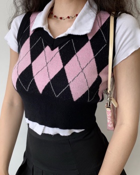 College style quilted waistcoat retro vest for women