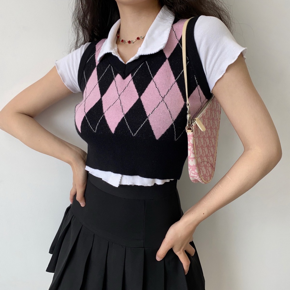 College style quilted waistcoat retro vest for women