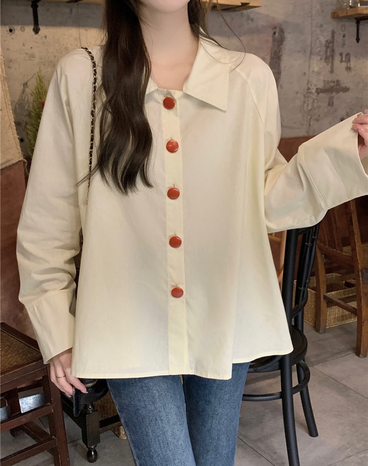 Casual long sleeve simple shirt lapel pure tops for women