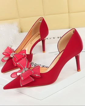 Korean style rhinestone banquet fine-root shoes for women
