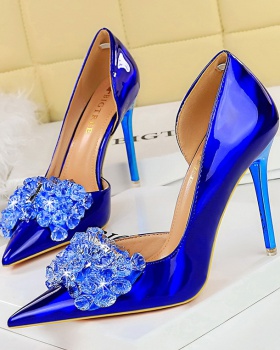 Rhinestone banquet high-heeled shoes bow pointed shoes for women