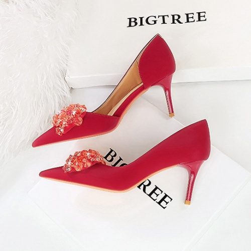European style high-heeled rhinestone banquet shoes for women