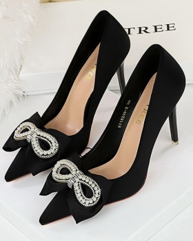 Banquet pearl high-heeled shoes bow shoes for women