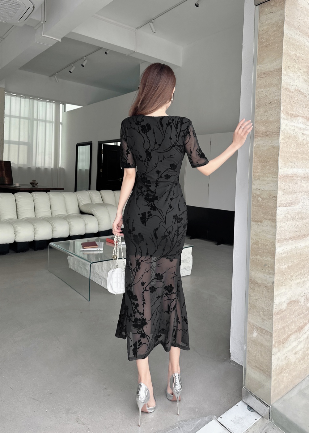 V-neck slim long dress grace dress for women