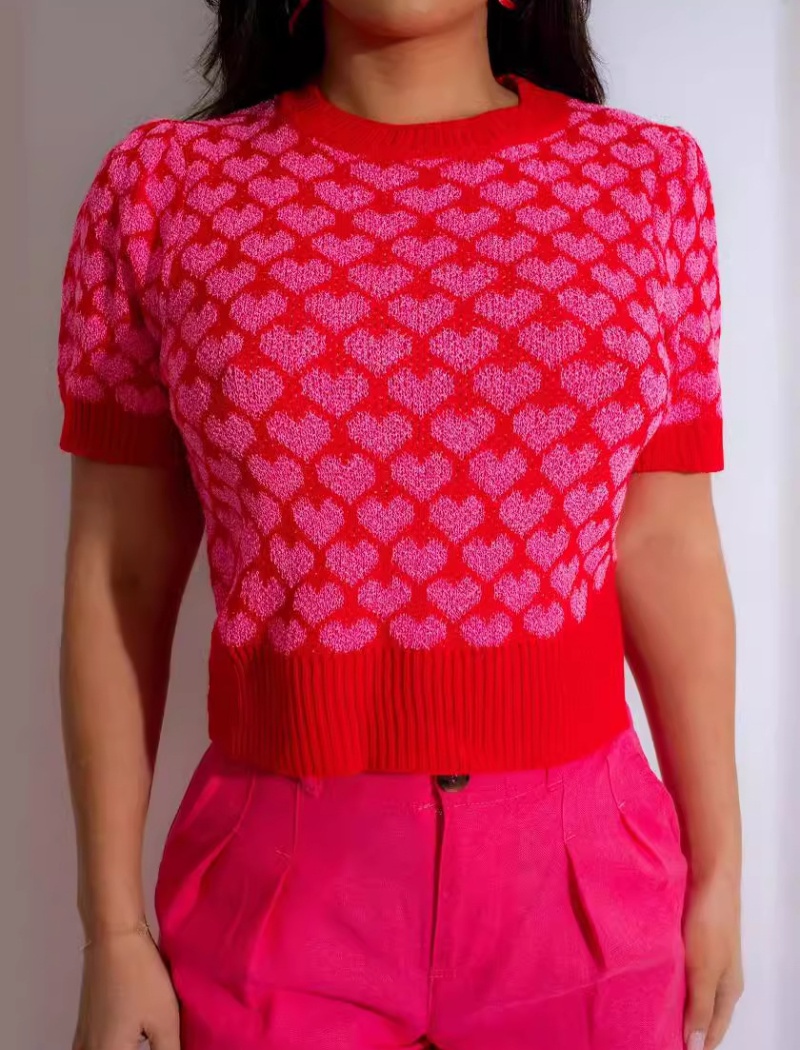 Short sleeve heart T-shirt fashion tops for women