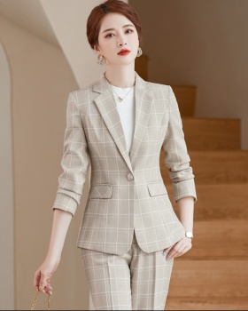 Plaid coat fashion business suit a set for women