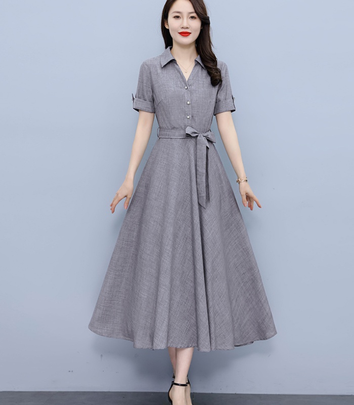 Western style temperament cotton linen summer dress for women