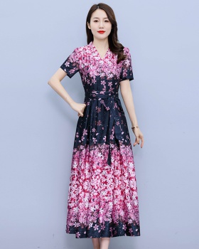 Long sleeve pinched waist long dress spring dress for women