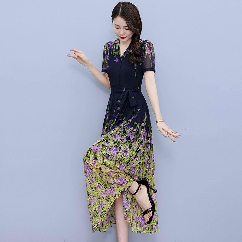Printing long dress temperament dress for women