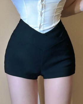 Elasticity tight black low-waist spicegirl shorts for women