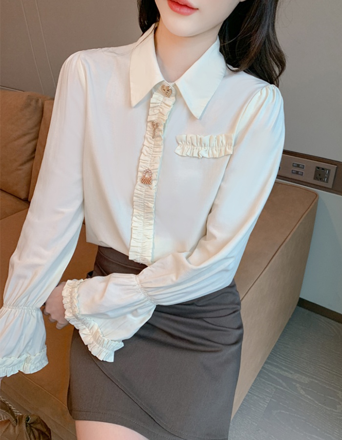 Slim spring tops all-match chiffon shirt for women