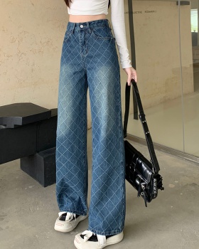 Washed wide leg pants loose jeans for women