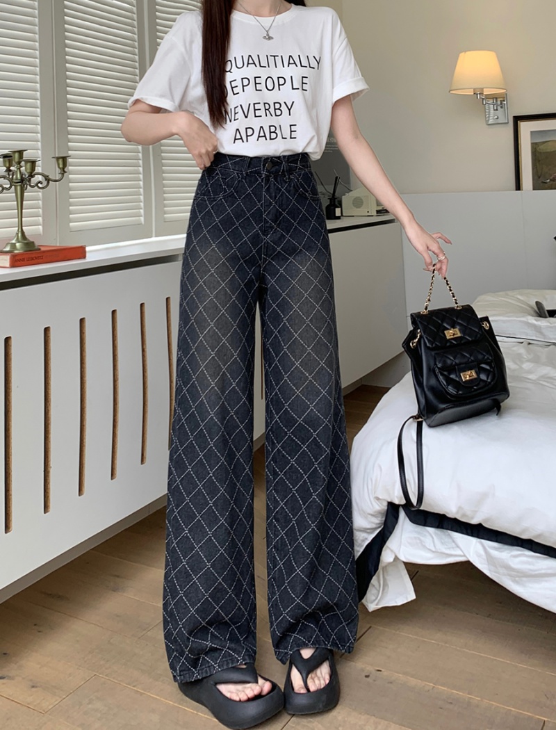 Washed wide leg pants loose jeans for women