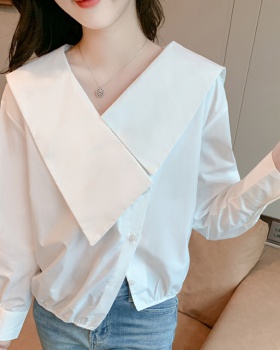 Simple irregular niche tops France style spring shirt for women
