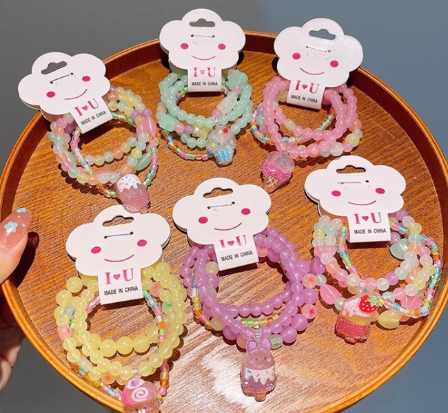 Child beads colors bracelets girl baby jewelry a set