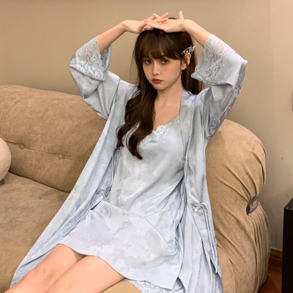 Homewear sexy pajamas jacquard nightgown a set for women