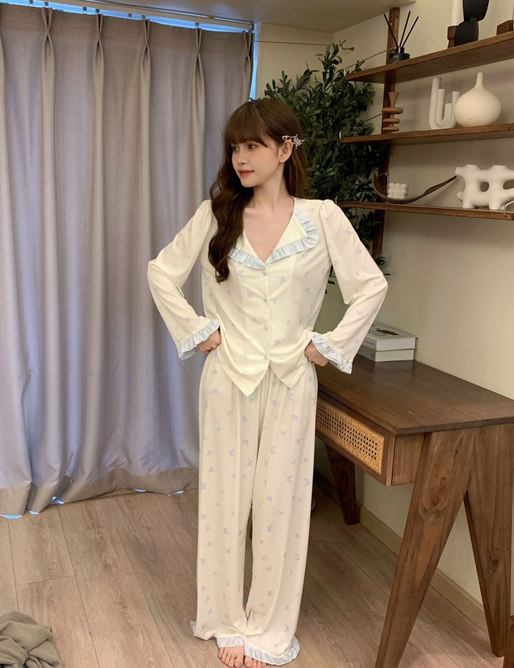 Modal summer cardigan maiden pajamas for women