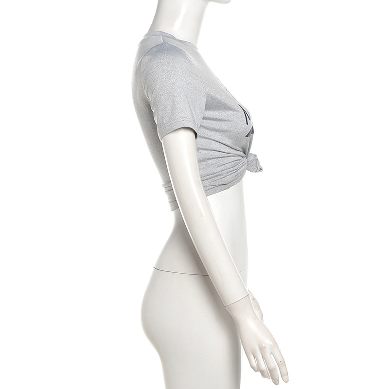 Short round neck T-shirt spring tops for women
