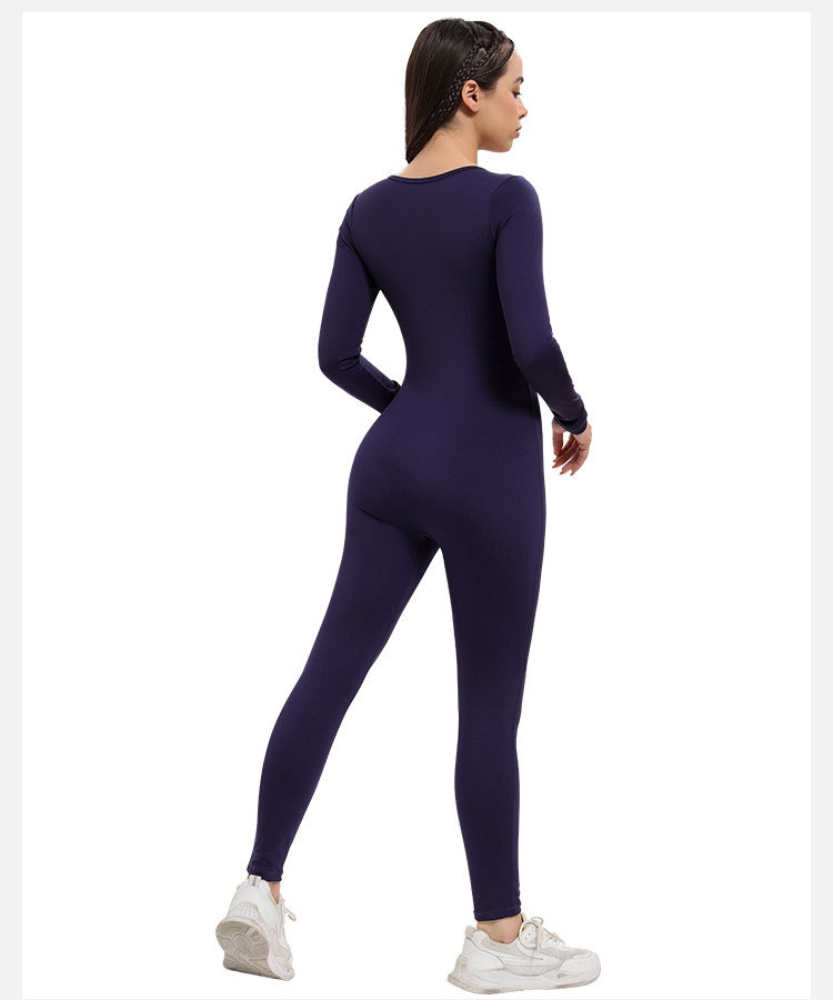 Sports wicking yoga jumpsuit breathable square collar leotard
