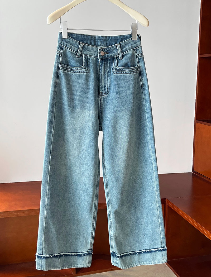 Splice wide leg pants flanging jeans for women