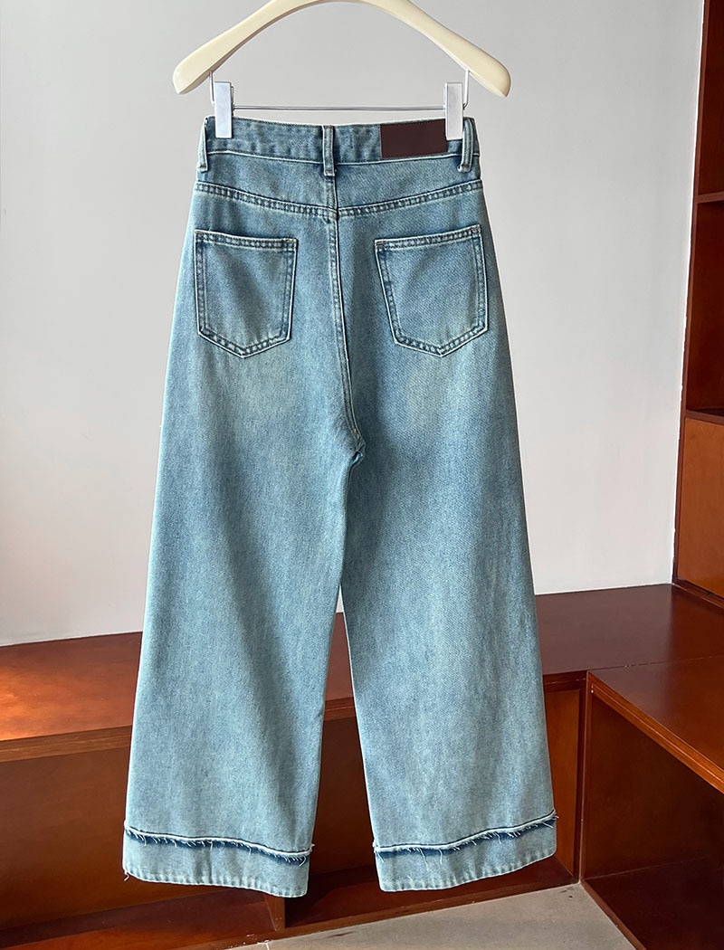 Splice wide leg pants flanging jeans for women