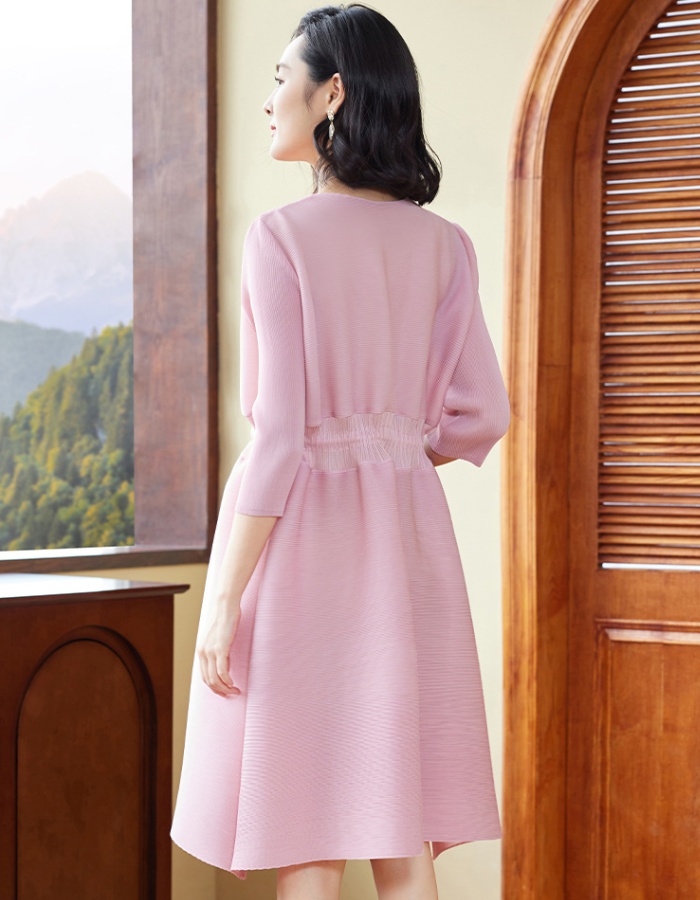 Large yard temperament fold spring and autumn dress for women