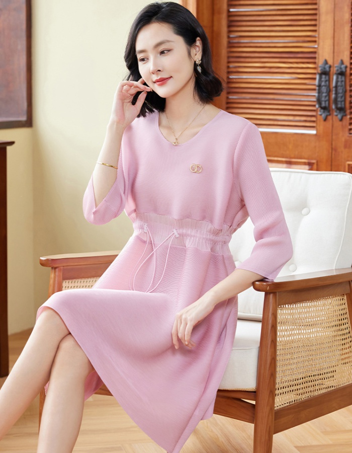 Large yard temperament fold spring and autumn dress for women