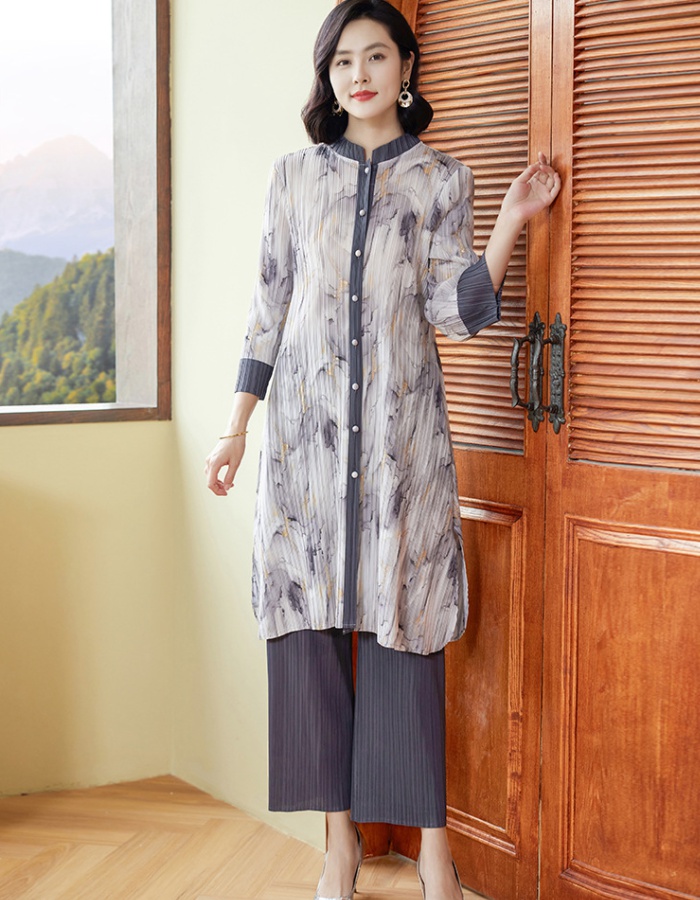 Fashion printing Chinese style pants 2pcs set for women