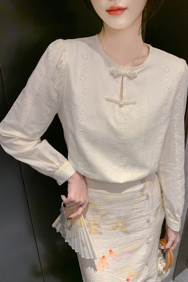Spring shirts embroidered shirt for women