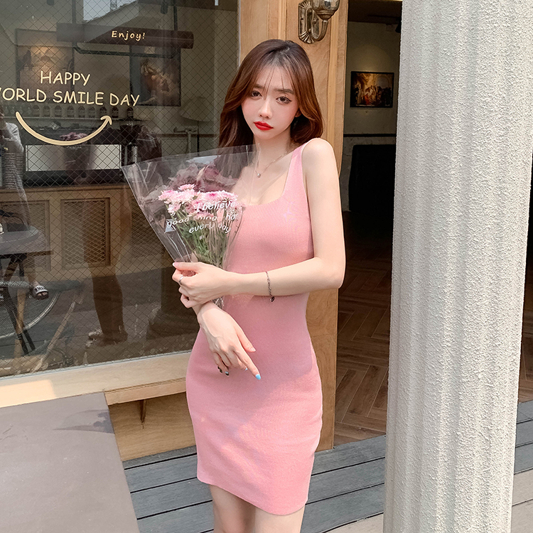 Knitted Korean style vest sexy slim dress for women