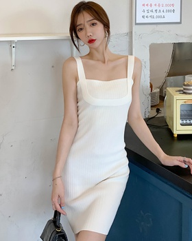Korean style sling sleeveless dress knitted dress