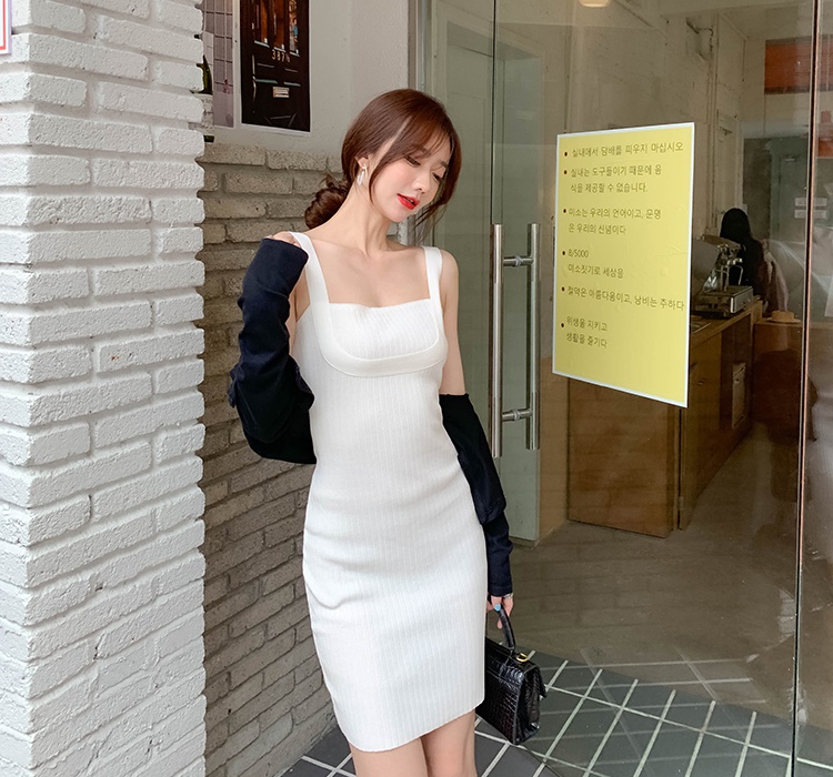Korean style sling sleeveless dress knitted dress