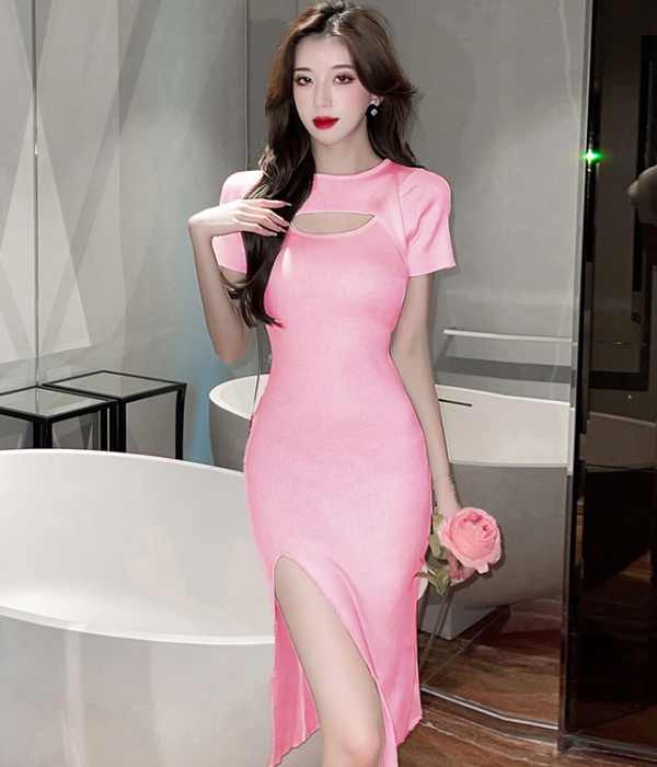 Knitted Korean style spring and summer retro ladies dress