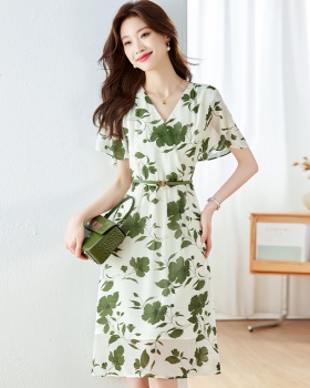 Slim floral long dress temperament summer dress