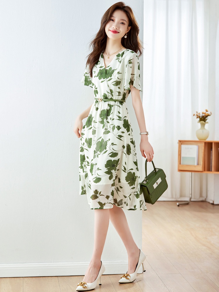 Slim floral long dress temperament summer dress