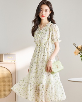Tender France style dress floral long dress for women