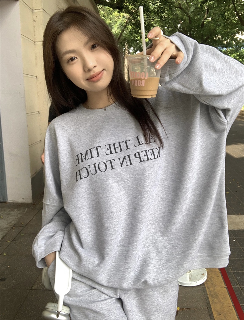 Letters simple printing loose all-match hoodie
