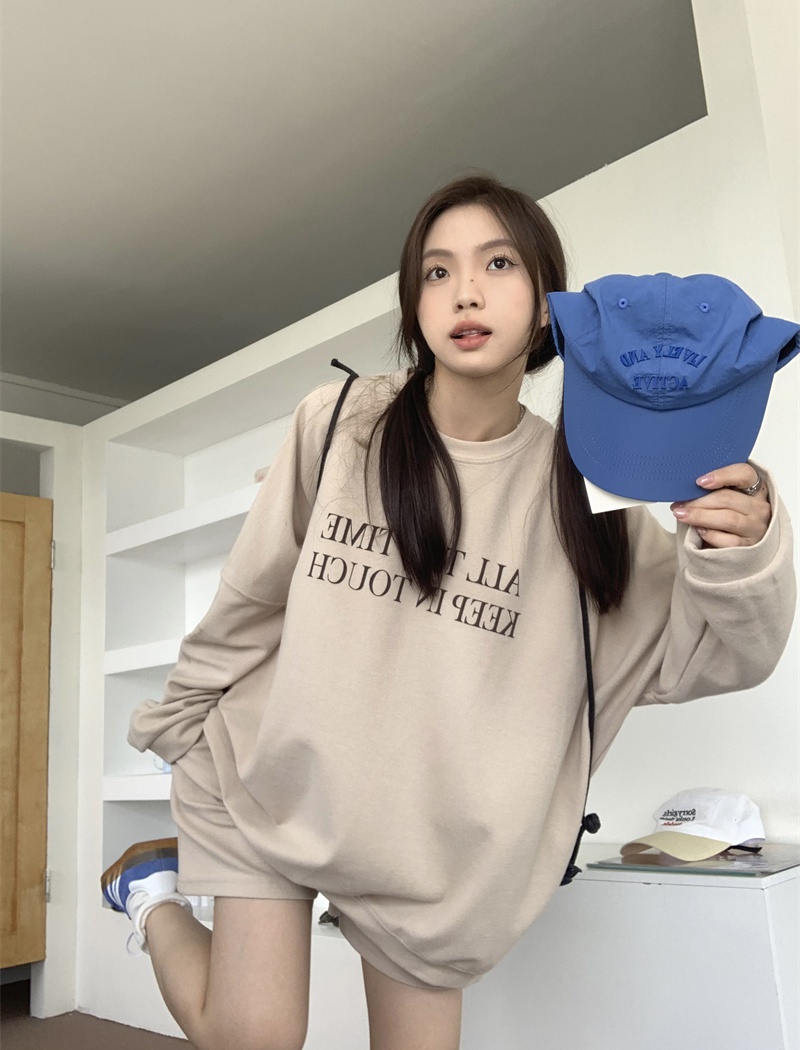 Letters simple printing loose all-match hoodie