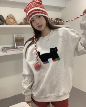 Lazy round neck tops pullover autumn and winter hoodie