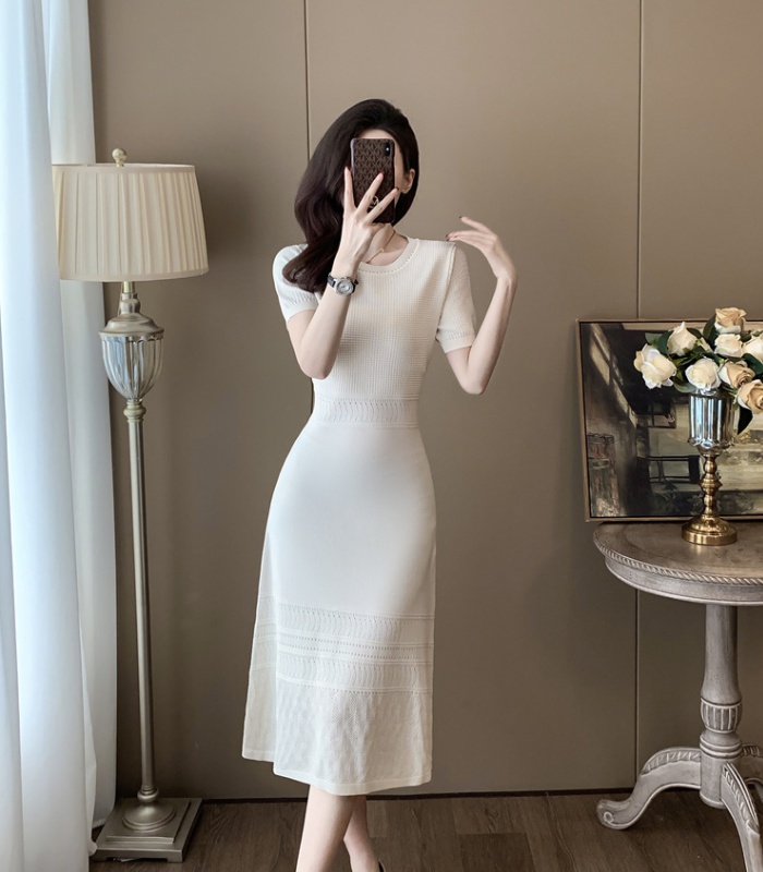 A-line short sleeve chanelstyle summer dress for women