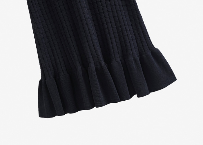 Black summer knitted short sleeve dress for women