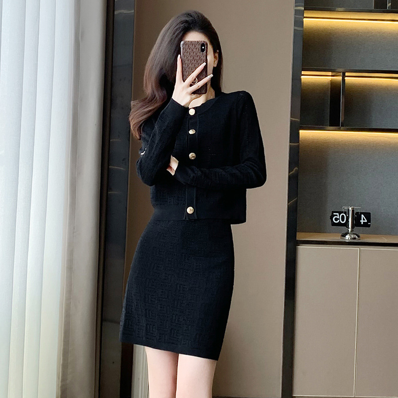 Hollow chanelstyle spring fashion skirt 2pcs set for women