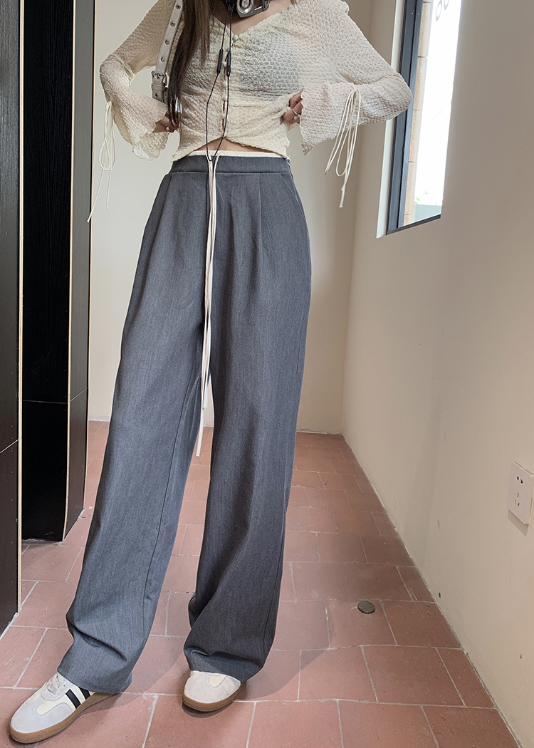 Summer suit pants slim wide leg pants for women