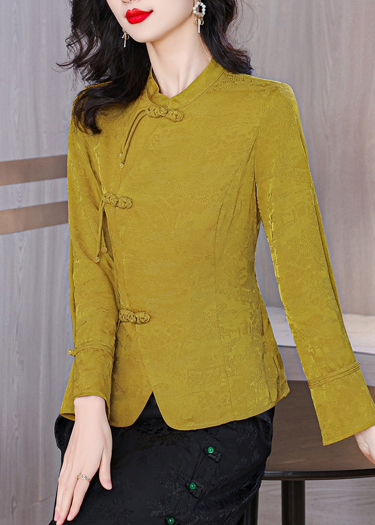 Long sleeve tops Chinese style shirt for women