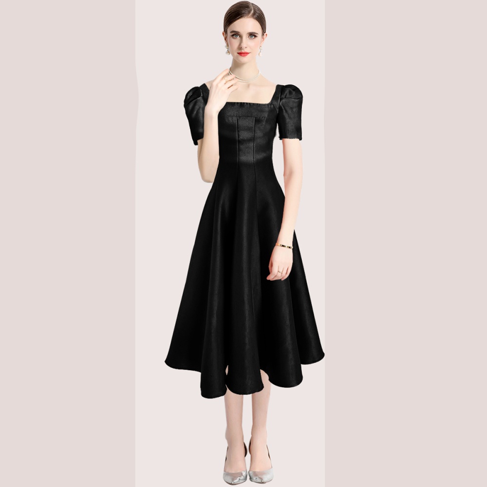 Hepburn style dress pinched waist formal dress