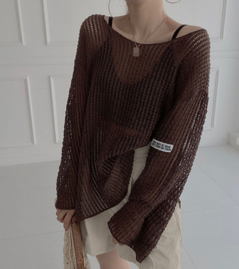 Thin pullover sweater hollow smock for women