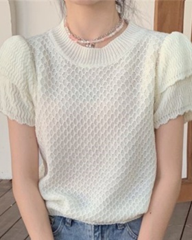 Short spring and summer tops wood ear sweater for women