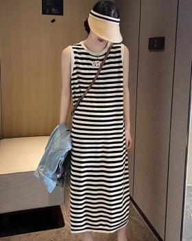 Loose stripe long dress knitted spring and summer dress for women